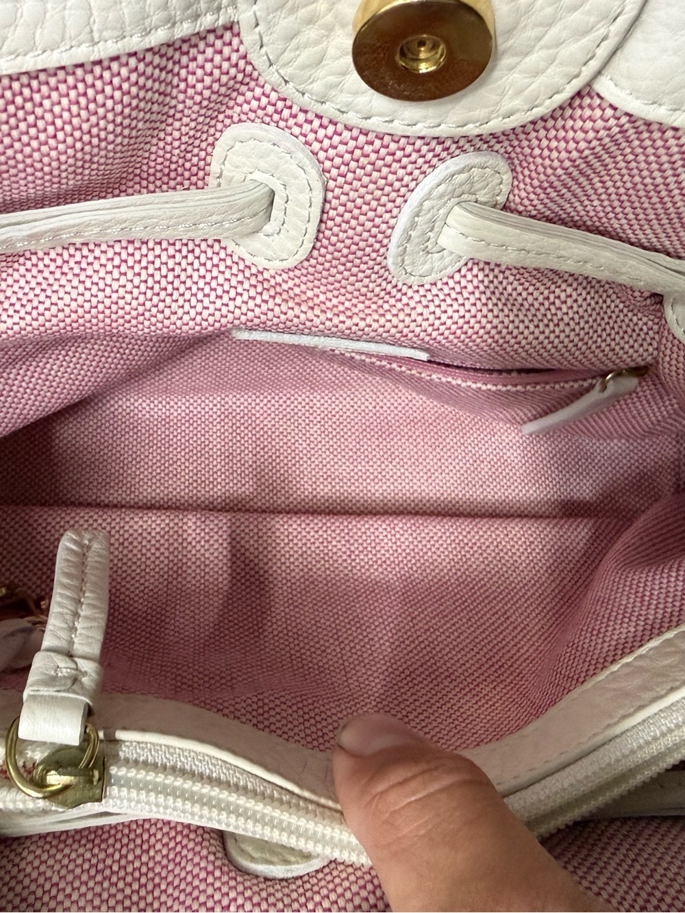 Dooney & Bourke CHIARA Hand Bag Purse White Pebble Grain Leather and Pink Great - Picture 8 of 10